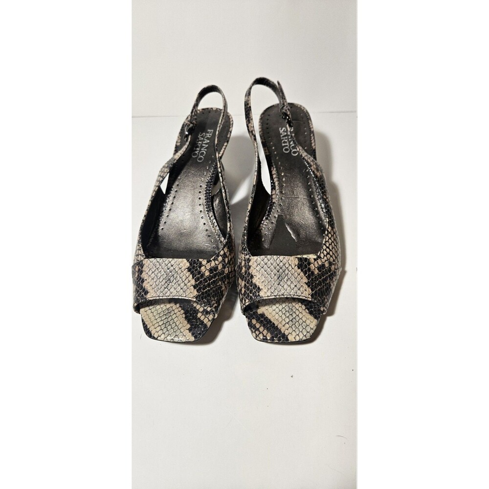 Franco Sarto Arena Slingback Heel Snakeskin Print (Cream/Grey/Black) Size 8.5M